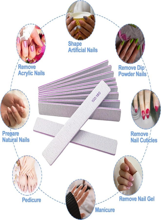 GigaGround Nail Files (12 Packs), Professional 100/180 Grit Double Sided Emery Boards for Natural Nails Fingernail Toenail File Kit, Heavy Duty Emory Nail Filer Set Limas para Uñas Acrílicas Profesional - Image 4